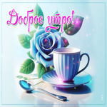 Добрая голубая открытка Доброе утро