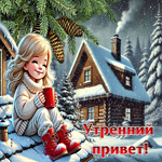 Гармоничная зимняя гиф-открытка Утренний привет!