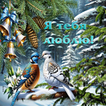 Ласковая зимняя гиф-открытка Я тебя люблю