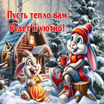 Ослепительная зимняя гиф-открытка Пусть тепло вам будет и уютно