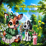 Открытка Моим друзьям желаю счастья