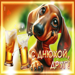 Радостная и нежная гиф-открытка С Днюхой, друг!