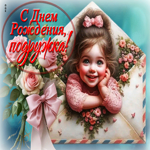 Светлая гиф-открытка С Днем Рождения, подружка