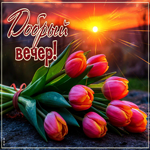 Жизнерадостная весенняя гиф-открытка Добрый вечер