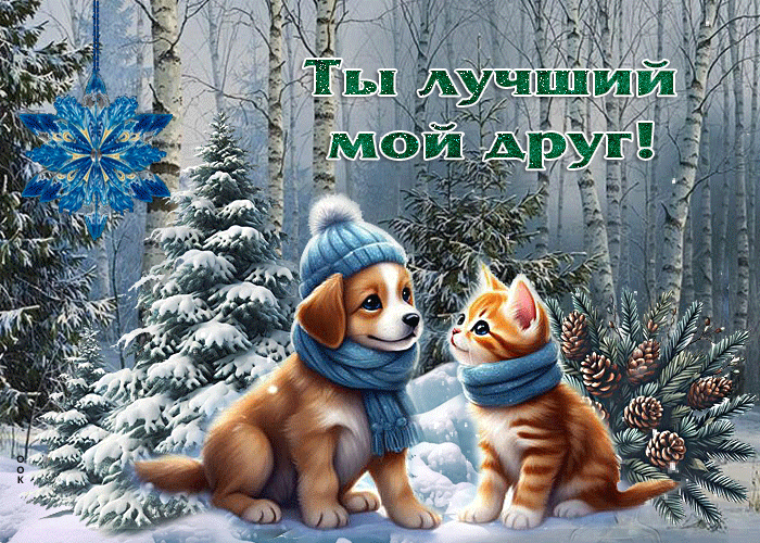 Postcard дивная зимняя гиф-открытка ты лучший мой друг