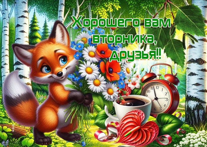 Postcard добродушная летняя гиф-открытка хорошего вам вторника, друзья