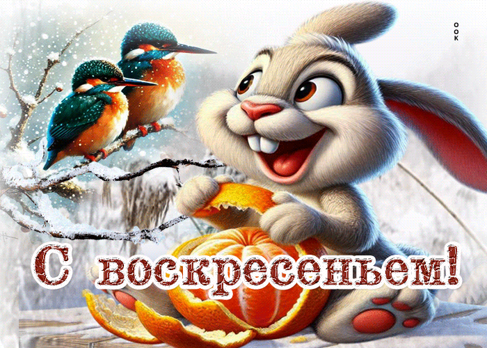 Postcard фантастическая зимняя гиф-открытка с воскресеньем