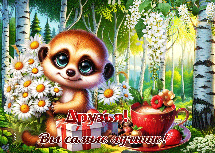 Postcard гиф-открытка друзья! вы самые лучшие