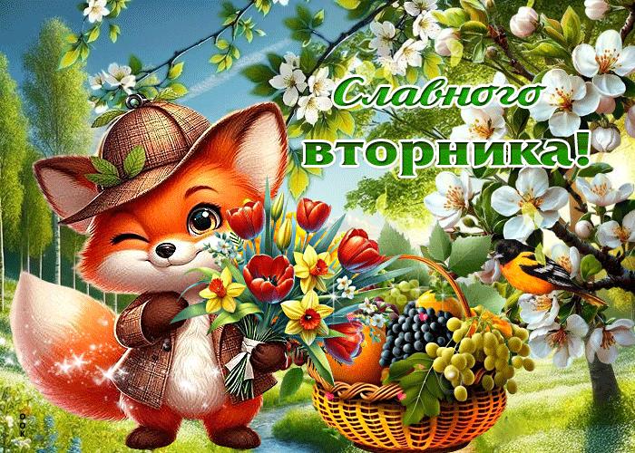 Postcard искромётная весенняя открытка славного вторника