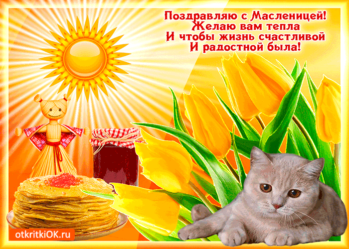 Открытка желаю тёплой масленицы