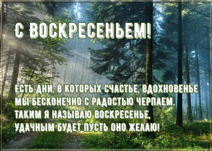 Postcard красивая картинка со стихотворением с воскресеньем!