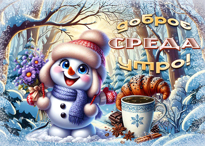 Picture красочная зимняя гиф-открытка доброе утро! среда