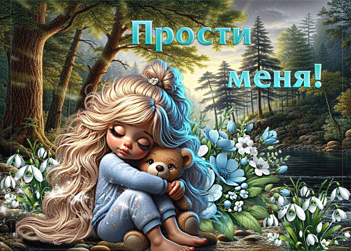 Postcard лучезарная весенняя гиф-открытка прости меня