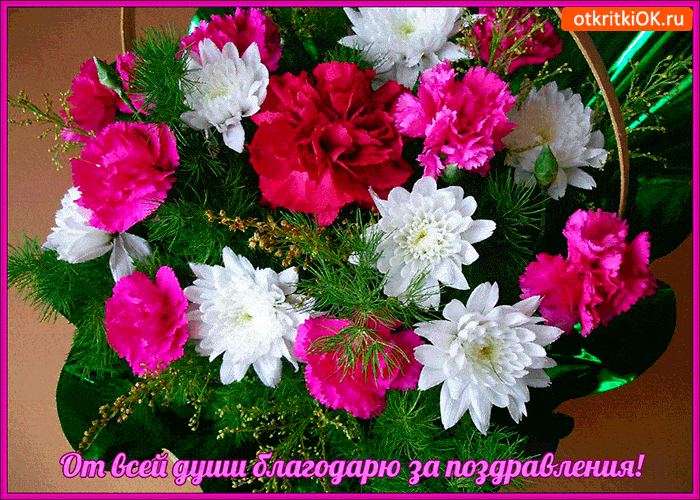 Открытка от всей души благодарю за поздравления