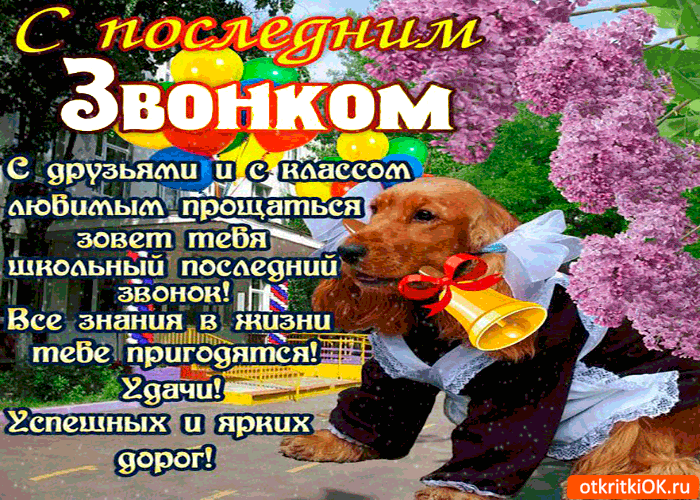 Открытка с последним звонком - удачи и ярких дорог