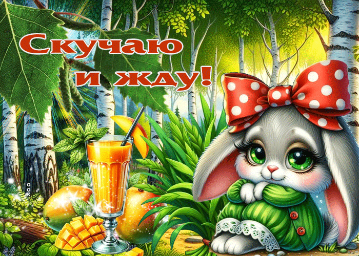 Postcard трогательная летняя гиф-открытка скучаю и жду