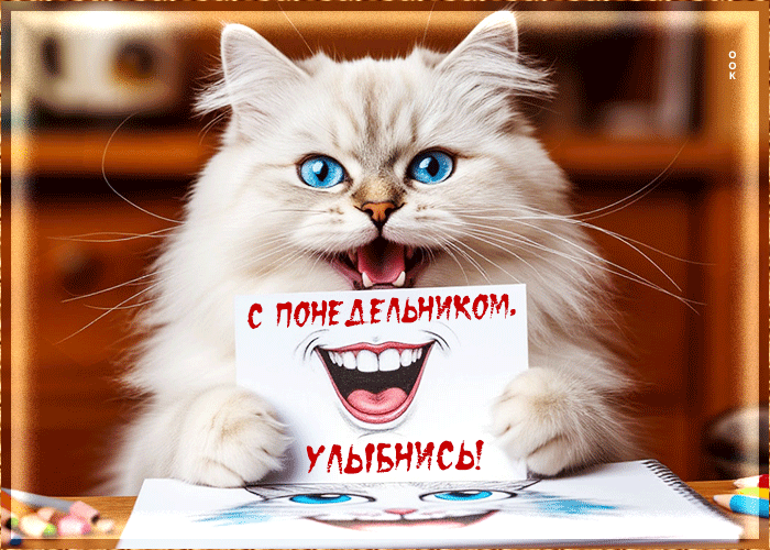 Postcard тёплая открытка с понедельником, улыбнись!
