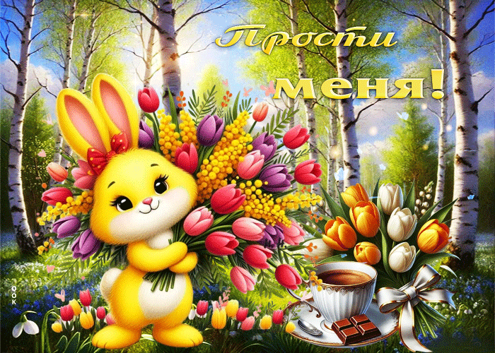 Postcard утончённая весенняя открытка прости меня