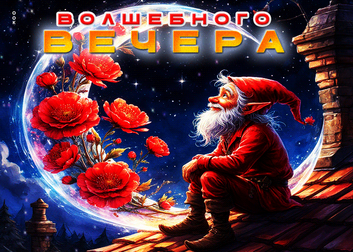 Postcard увлекательная красочная гиф-открытка волшебного вечера